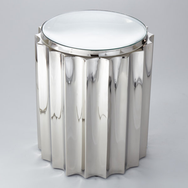 Global Views Fluted Glass Top Drum End Table Wayfair